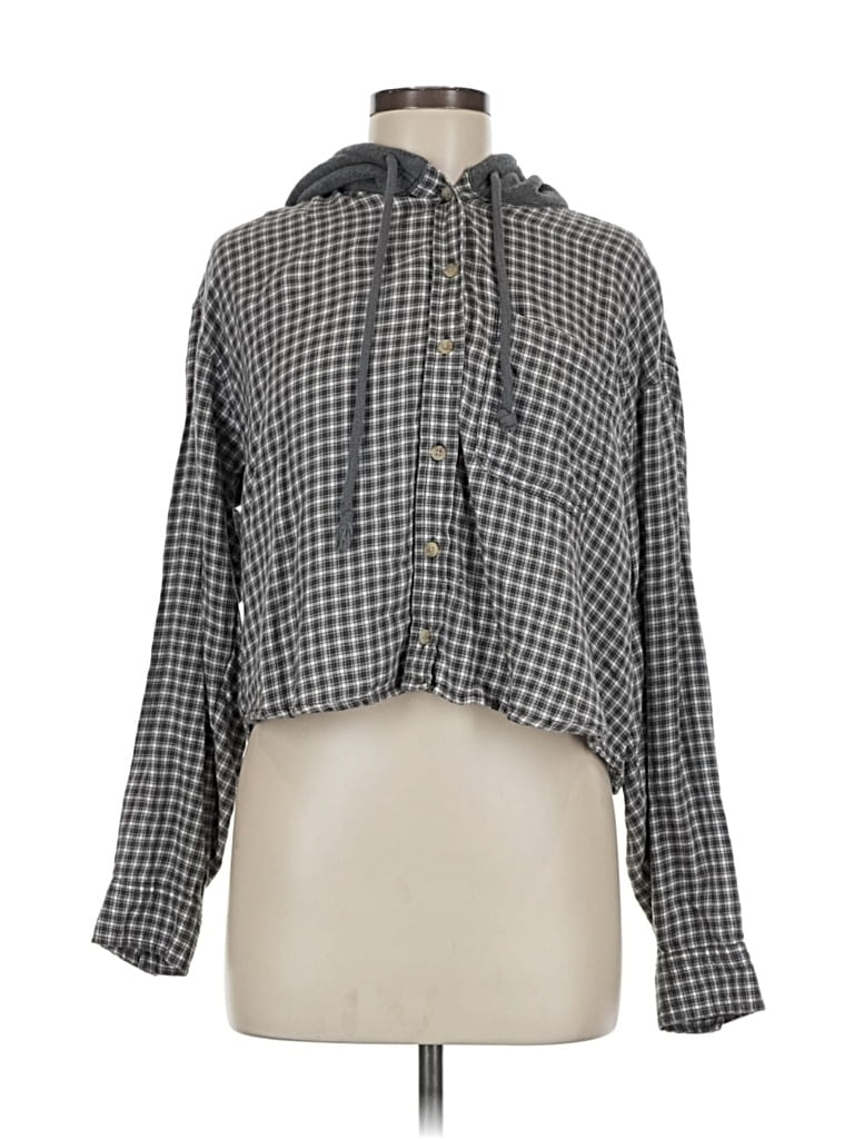 Pre-owned American Eagle Outfitters Long Sleeve Blouse In Gray