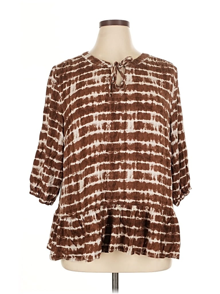 Pre-owned D&co. 3/4 Sleeve Blouse In Brown