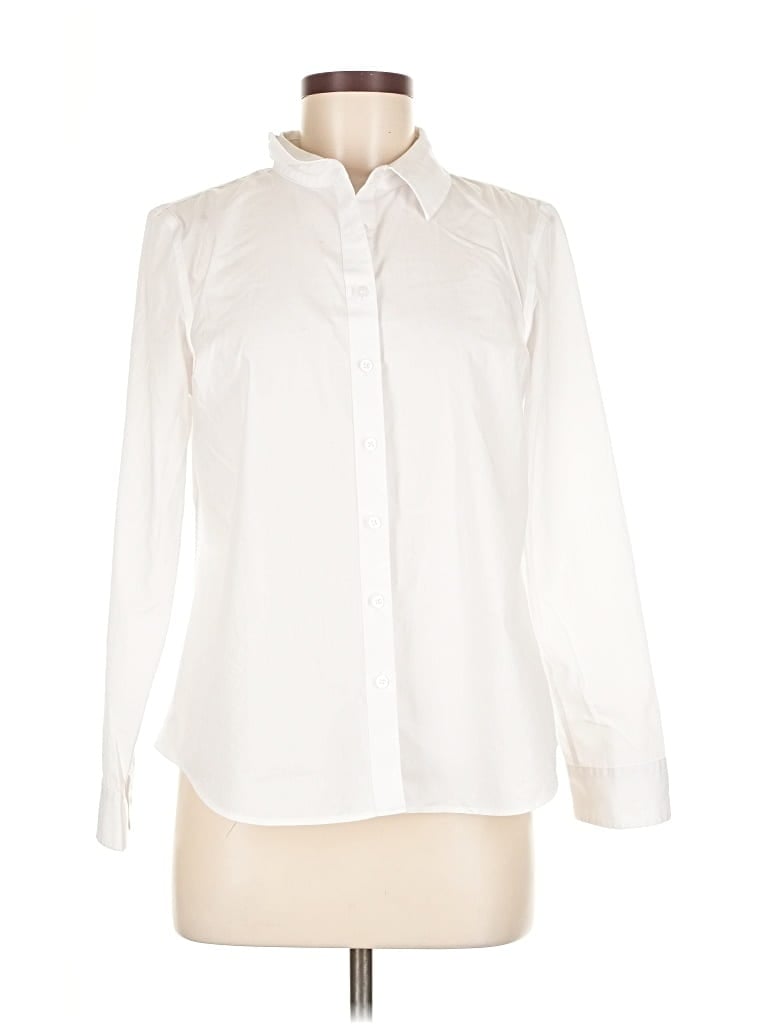 Pre-owned Talbots Outlet Long Sleeve Blouse In White