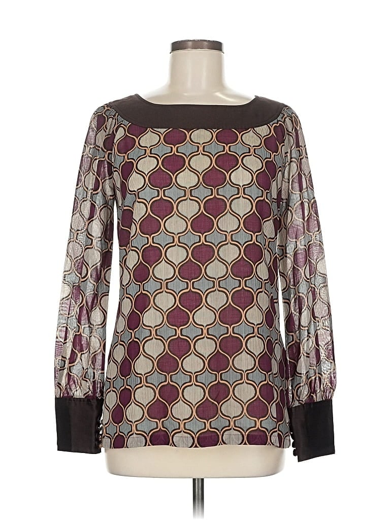 Pre-owned Tory Burch Long Sleeve Blouse In Burgundy