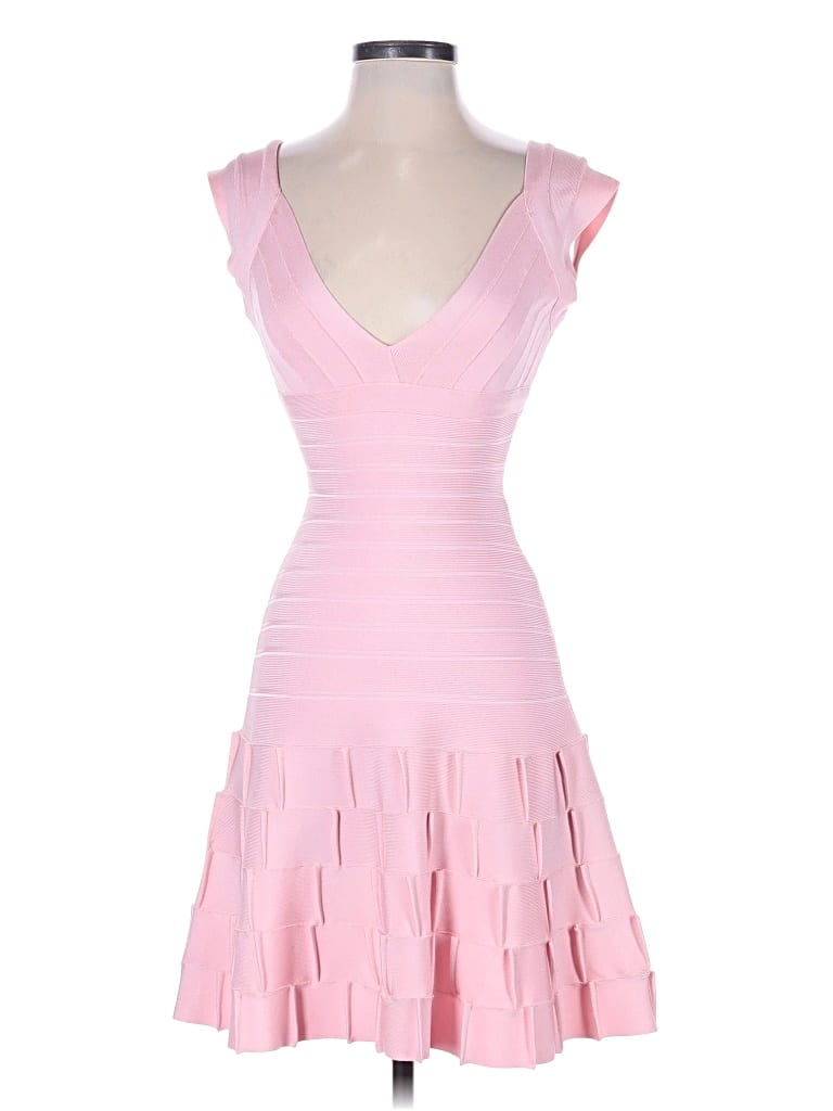 Pre-owned Herve Leger Cocktail Dress In Pink