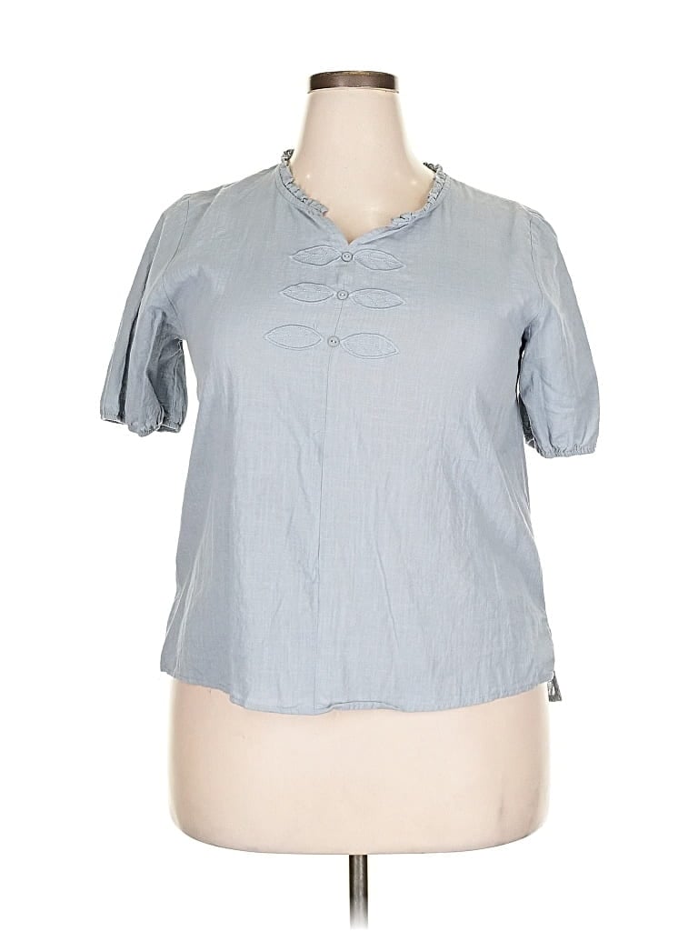 Pre-owned Assorted Brands Short Sleeve Blouse In Blue