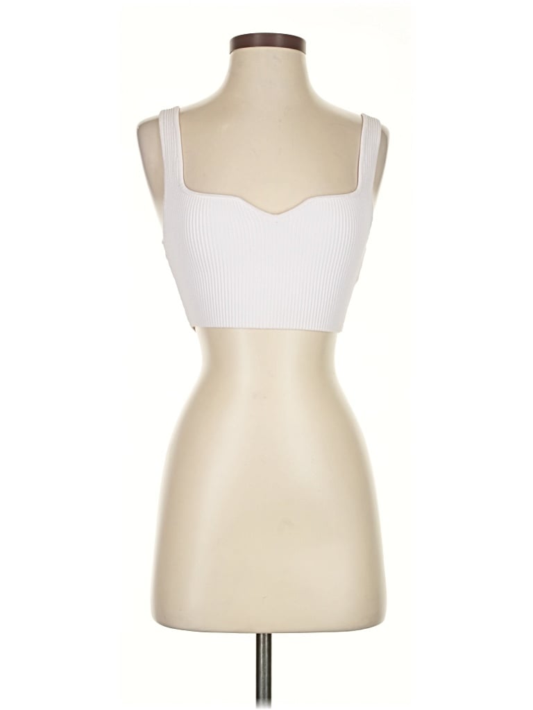 Pre-owned Babaton Tank Top Ivory Strapless Neckline Tops In White
