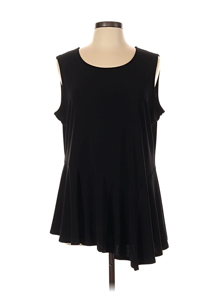Pre-owned Roz & Ali Sleeveless Top Black Scoop Neck Tops