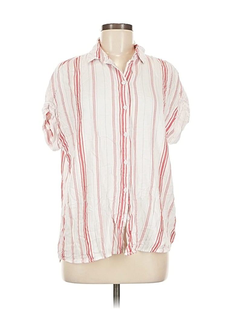 Pre-owned Beachlunchlounge Short Sleeve Button Down Shirt In White