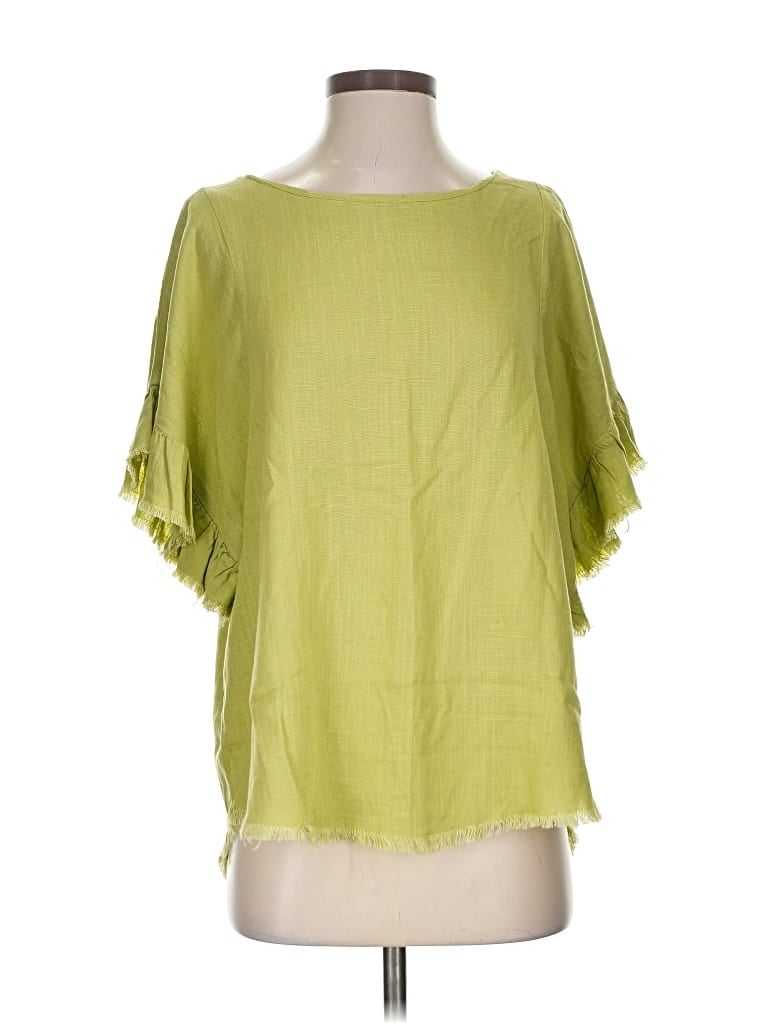 Pre-owned Umgee Short Sleeve Blouse In Green