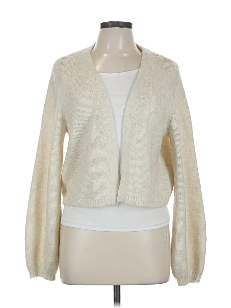 Pre-owned Open Edit Cardigan Sweater In White