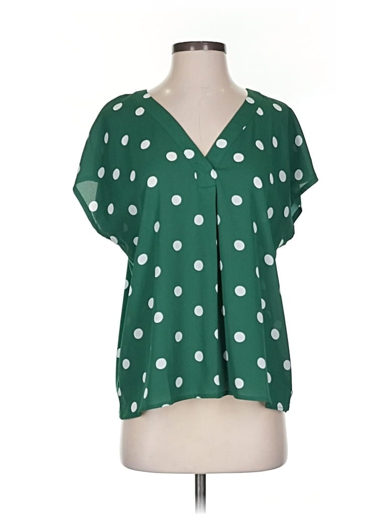 Pre-owned Ann Taylor Short Sleeve Blouse In Green