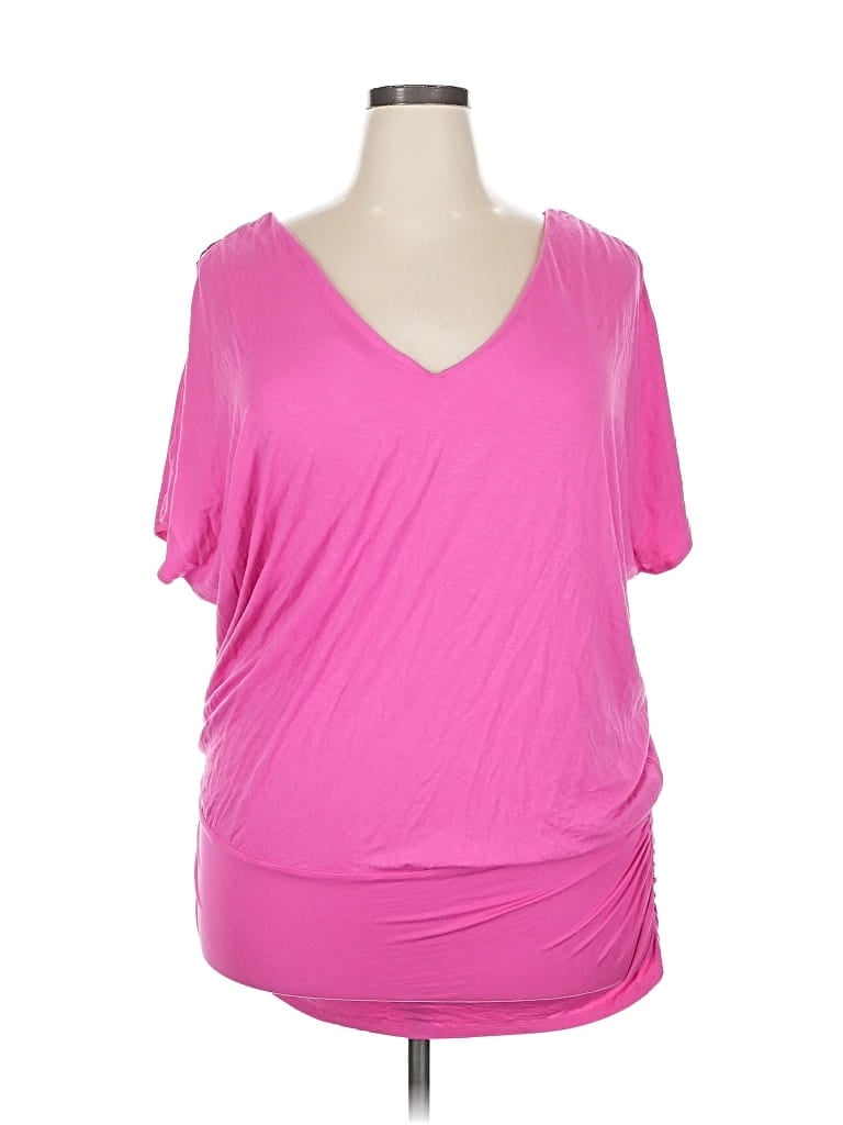 Pre-owned Boston Proper Short Sleeve Top Pink Cold Shoulder Neckline Tops