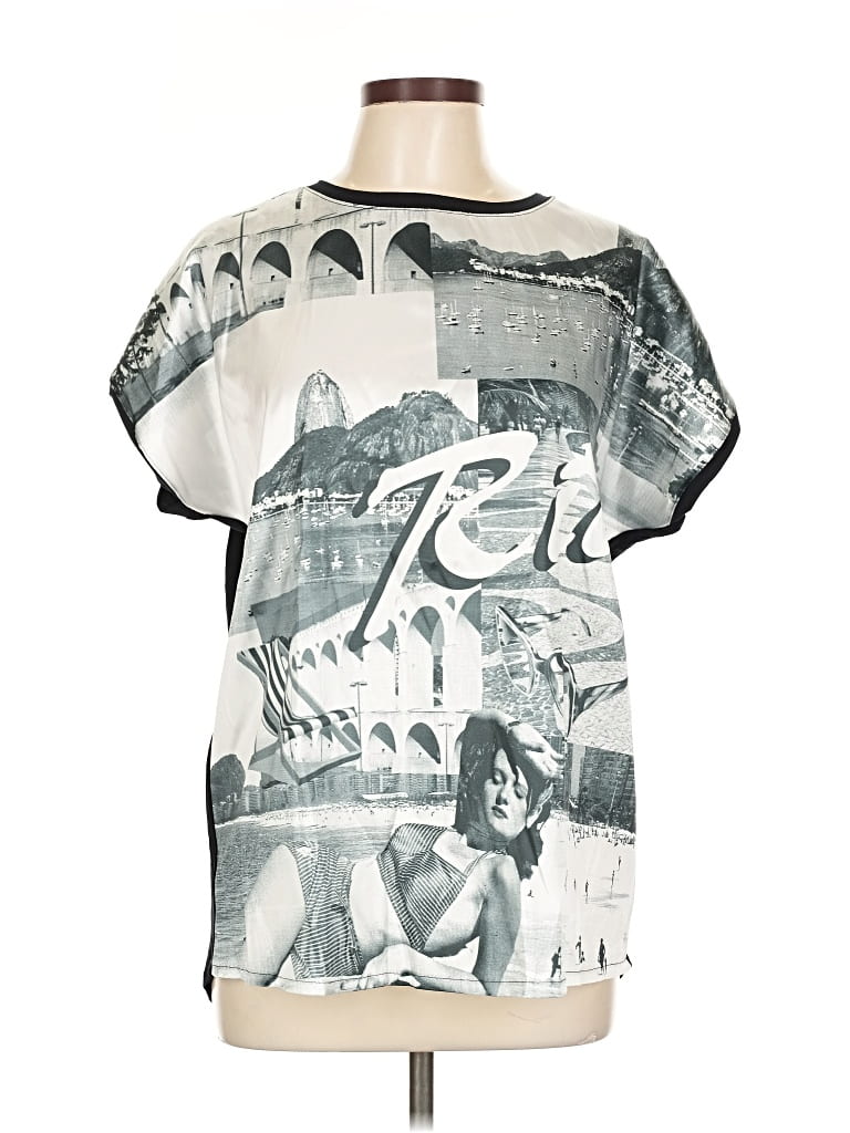 Pre-owned Assorted Brands Short Sleeve Blouse In Silver