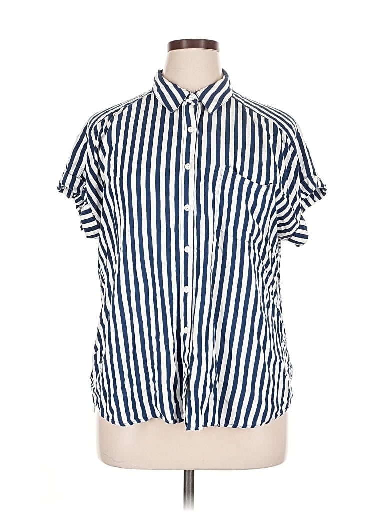 Pre-owned Jane And Delancey Short Sleeve Button Down Shirt In Blue