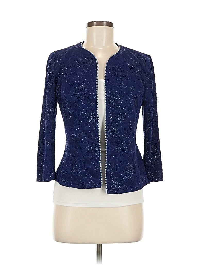 Pre-owned Alex Evenings 3/4 Sleeve Top Blue Keyhole Neckline Tops