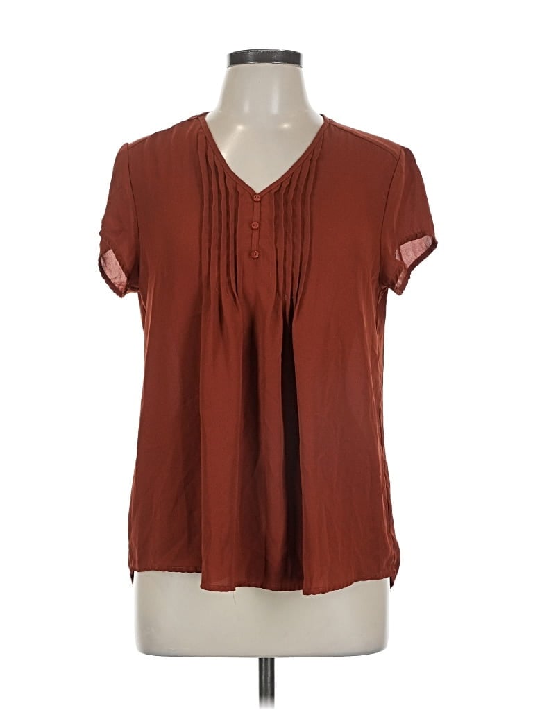 Pre-owned Fun2fun Short Sleeve Blouse In Brown