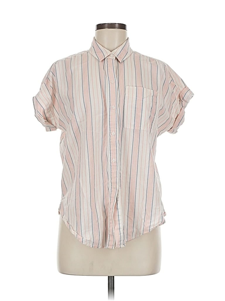 Pre-owned Lucky Brand Short Sleeve Button Down Shirt In White