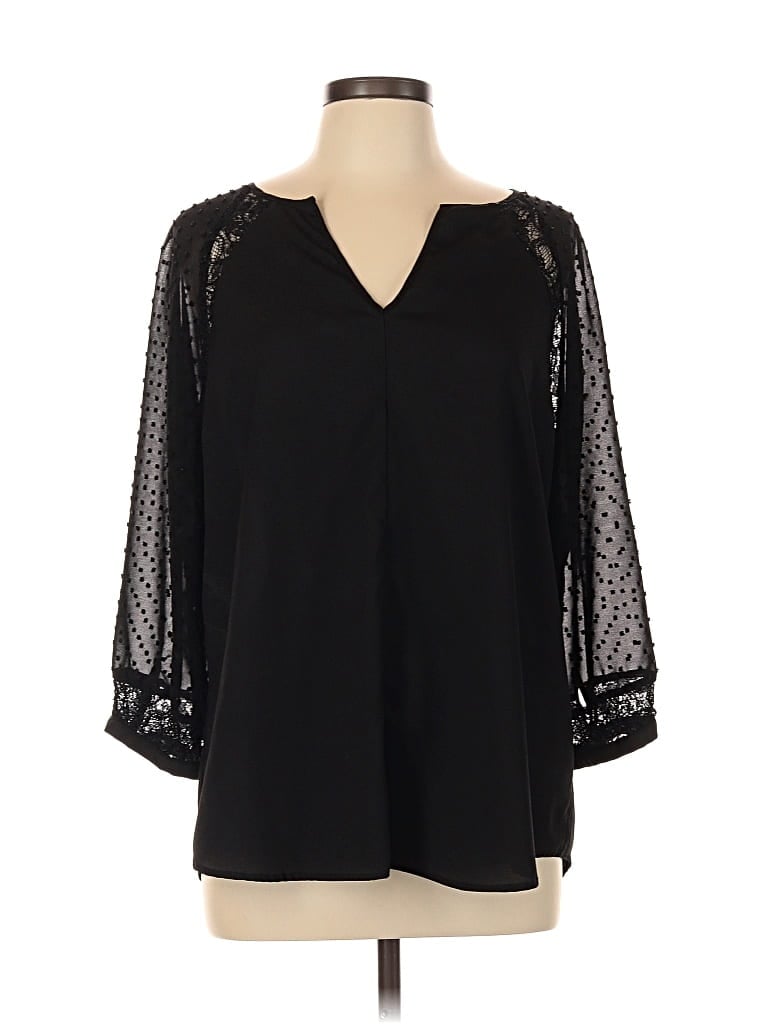 Pre-owned New York And Company 3/4 Sleeve Blouse In Black