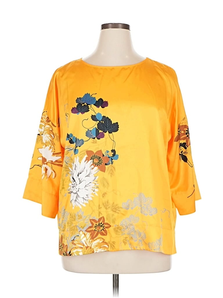 Pre-owned Soft Surroundings 3/4 Sleeve Blouse In Yellow