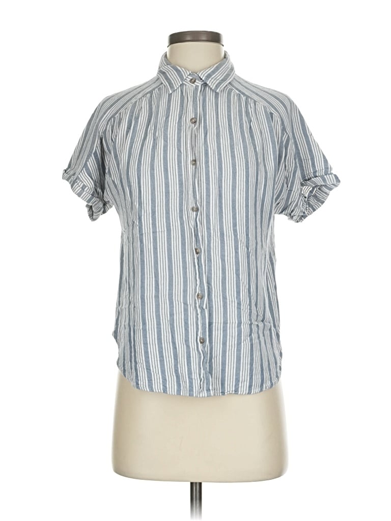 Pre-owned Universal Thread Short Sleeve Button Down Shirt In Blue