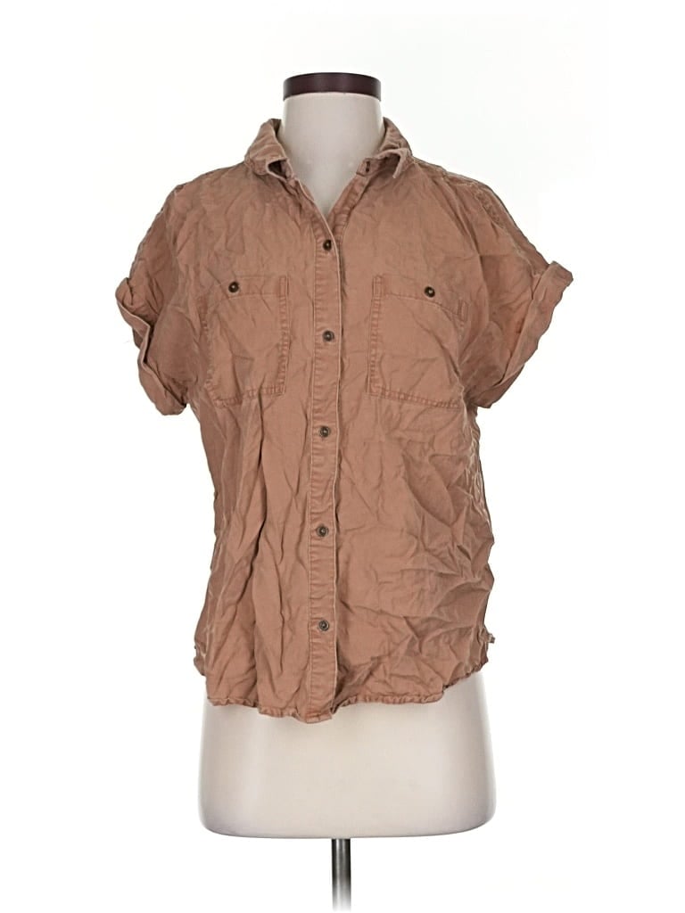 Pre-owned Westbound Short Sleeve Blouse In Brown