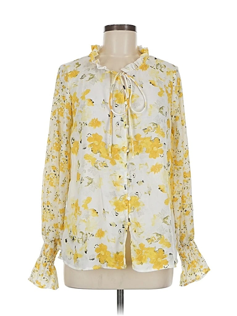 Pre-owned Unbranded Long Sleeve Blouse In Yellow