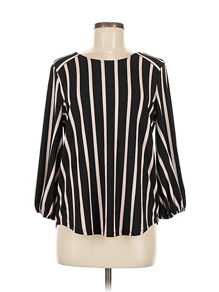 Pre-owned Adrianna Papell Long Sleeve Blouse In Black