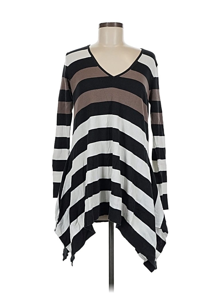 Pre-owned Tommy Bahama Long Sleeve Top Black V Neck Tops