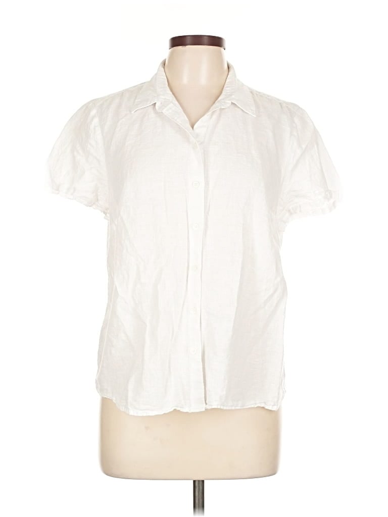 Pre-owned J.crew Factory Store Short Sleeve Blouse In White