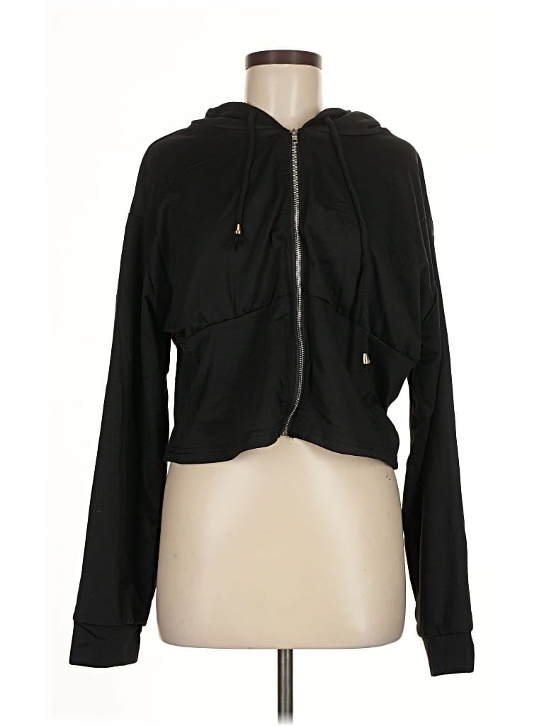 Pre-owned Unbranded Zip Up Hoodie In Black