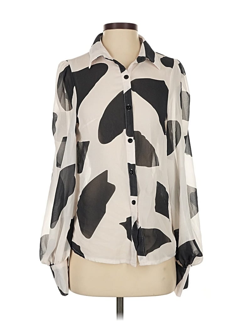 Pre-owned Shein Long Sleeve Blouse In White