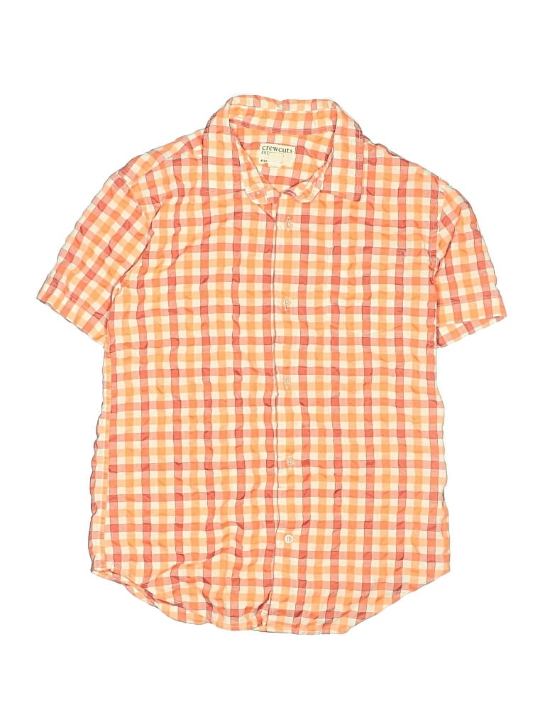 Pre-owned Crewcuts Kids' Short Sleeve Button Down Shirt In Orange
