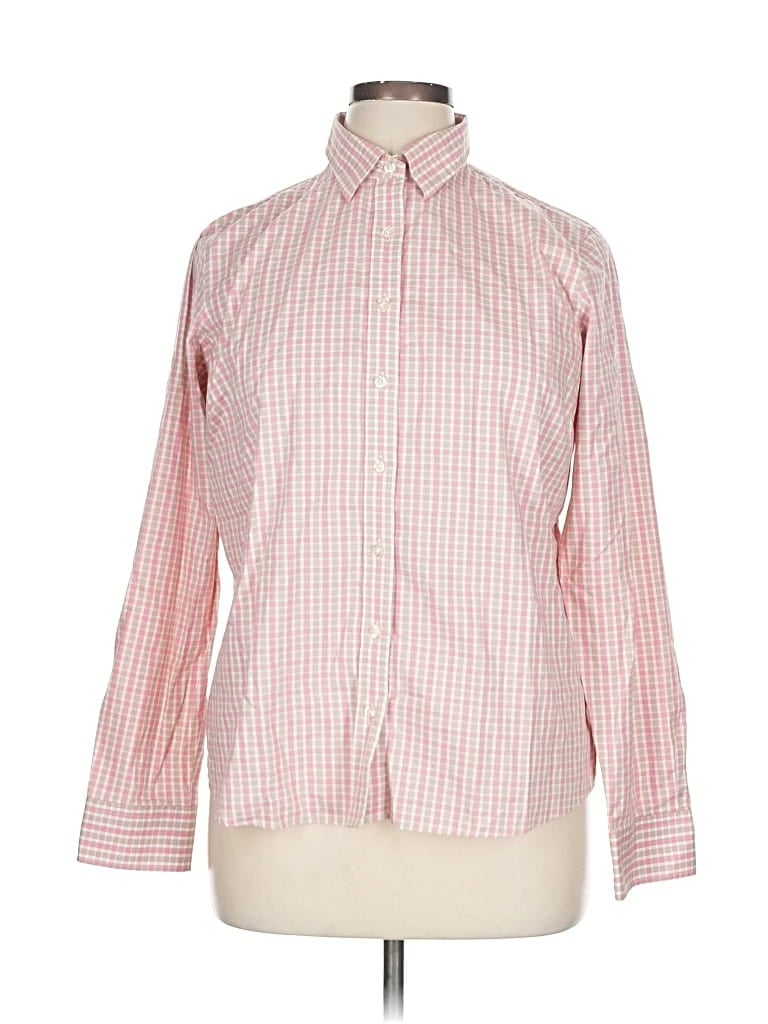 Pre-owned Lands' End Long Sleeve Button Down Shirt In Pink