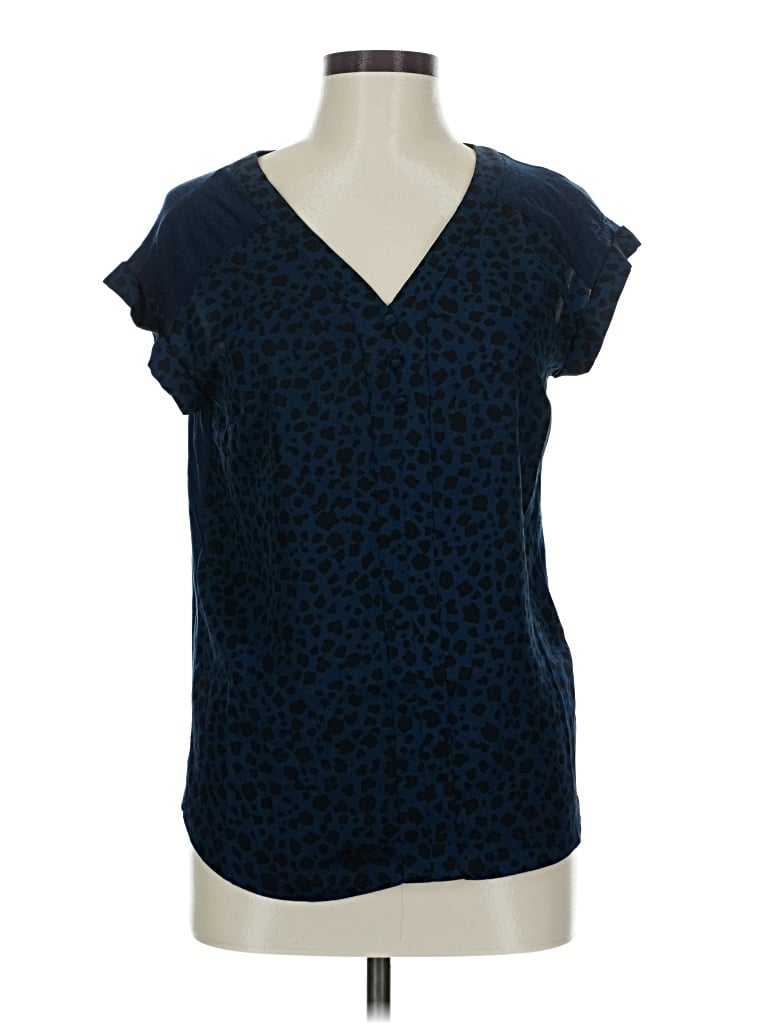 Pre-owned Fortune + Ivy Short Sleeve Top Blue V Neck Tops
