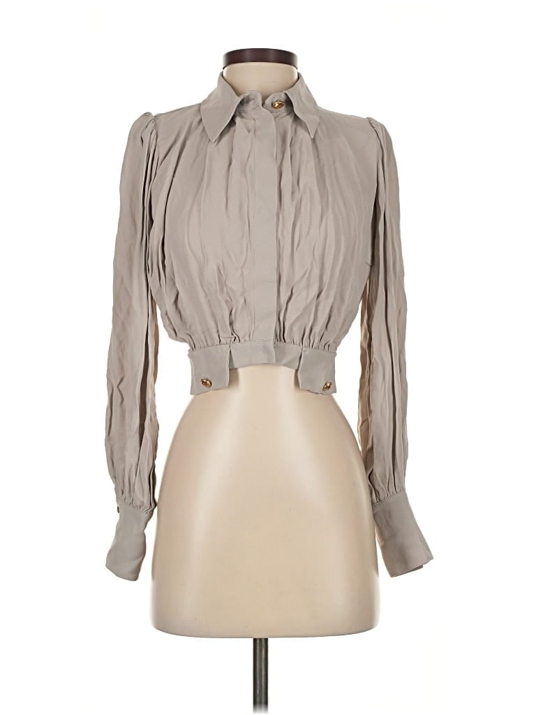 Pre-owned Elisabetta Franchi Long Sleeve Blouse In Gray