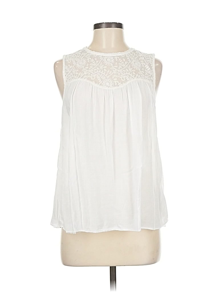 Pre-owned Hinge Sleeveless Blouse In White