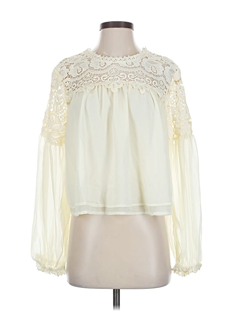 Pre-owned Strut & Bolt Long Sleeve Blouse In White