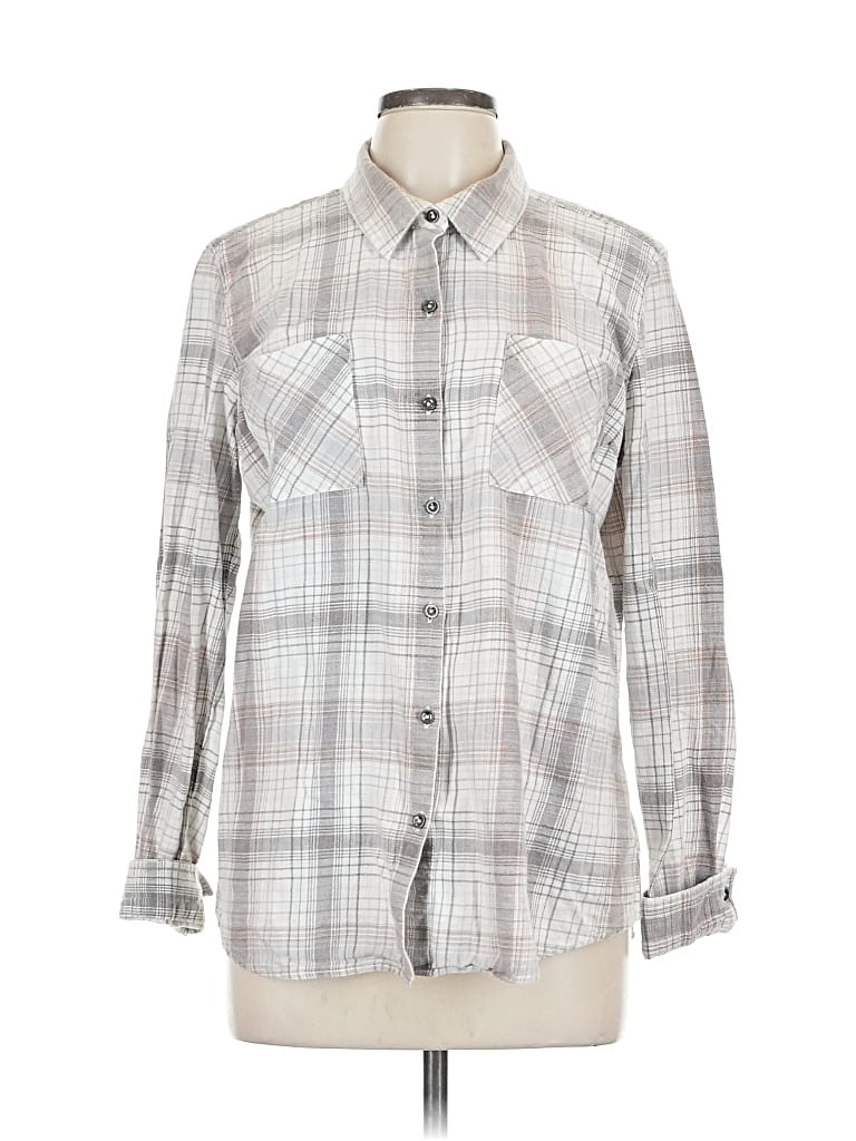 Pre-owned Natural Reflections Long Sleeve Button Down Shirt In Gray