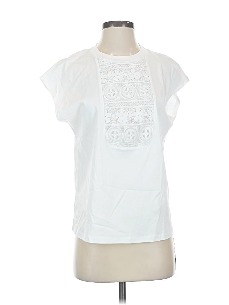 Pre-owned Motf Short Sleeve Top White High Neck Tops