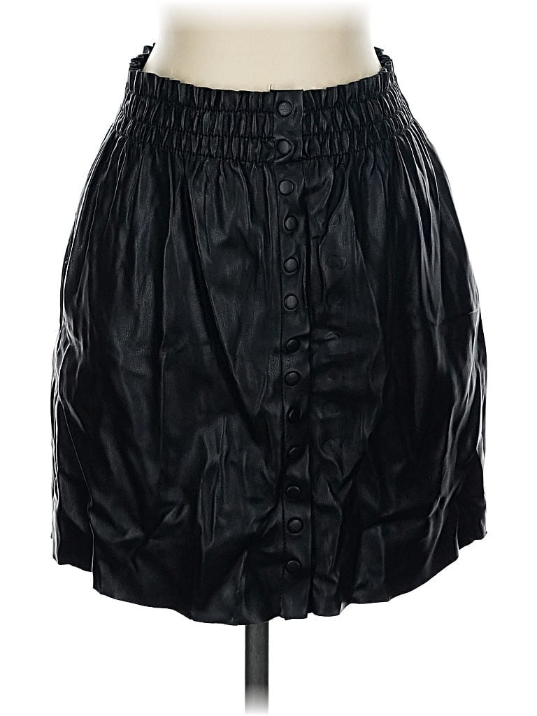 Pre-owned Zara Faux Leather Skirt In Black