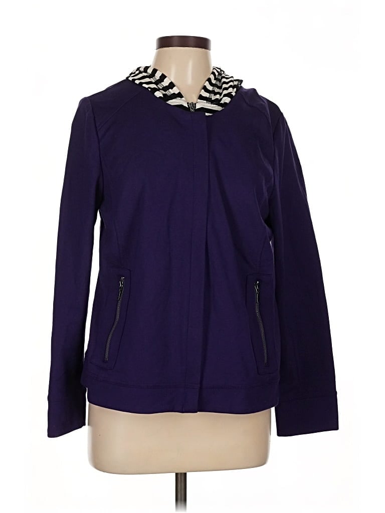 Pre-owned Zenergy By Chico's Cardigan Sweater In Purple