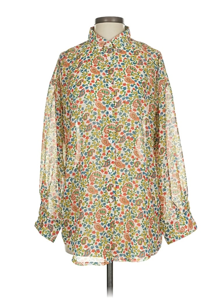 Pre-owned Resa Long Sleeve Blouse In Yellow