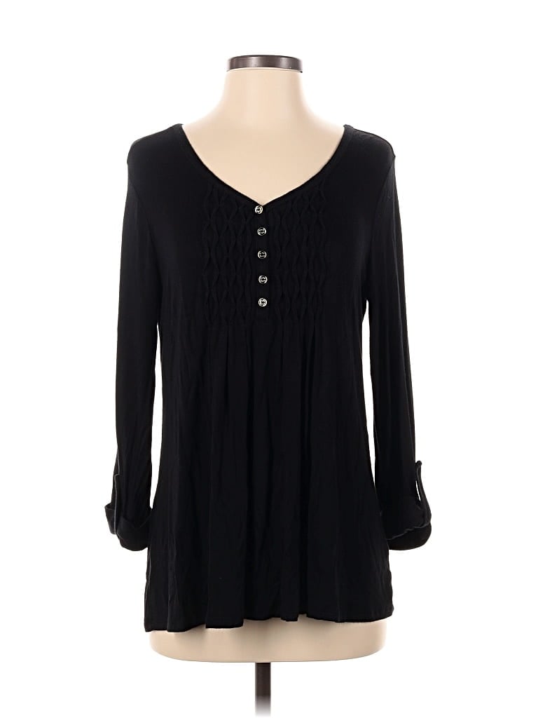 Pre-owned Kim Rogers Long Sleeve Blouse In Black