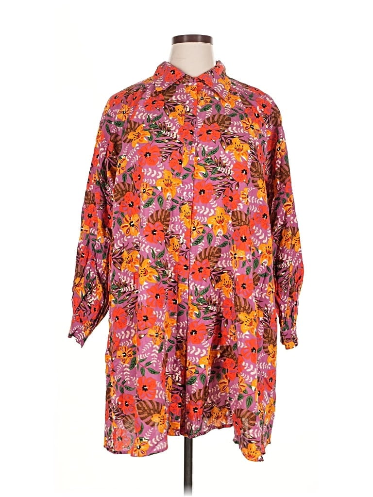 Pre-owned Anniewear 3/4 Sleeve Button Down Shirt In Orange