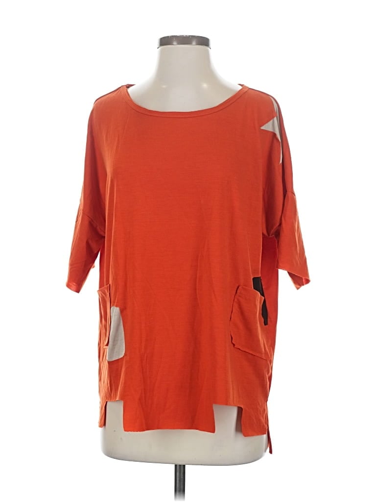 Pre-owned Zanzea Collection 3/4 Sleeve T-shirt In Orange