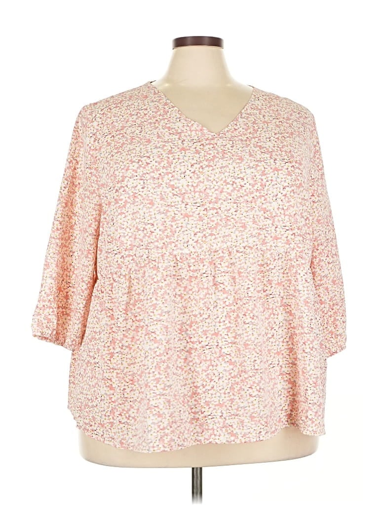 Pre-owned Agnes Orinda 3/4 Sleeve Blouse In Pink