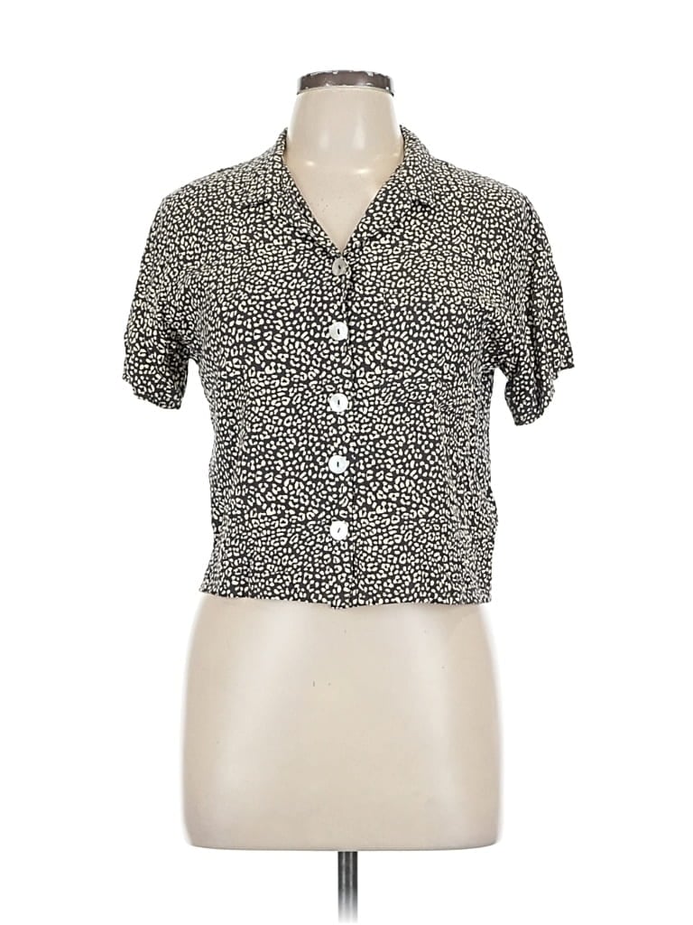 Pre-owned Beachgold Short Sleeve Blouse In Gray