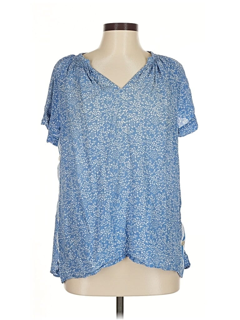 Pre-owned Rungolee Short Sleeve Blouse In Blue