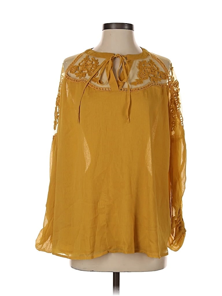 Pre-owned Hayden Long Sleeve Blouse In Yellow