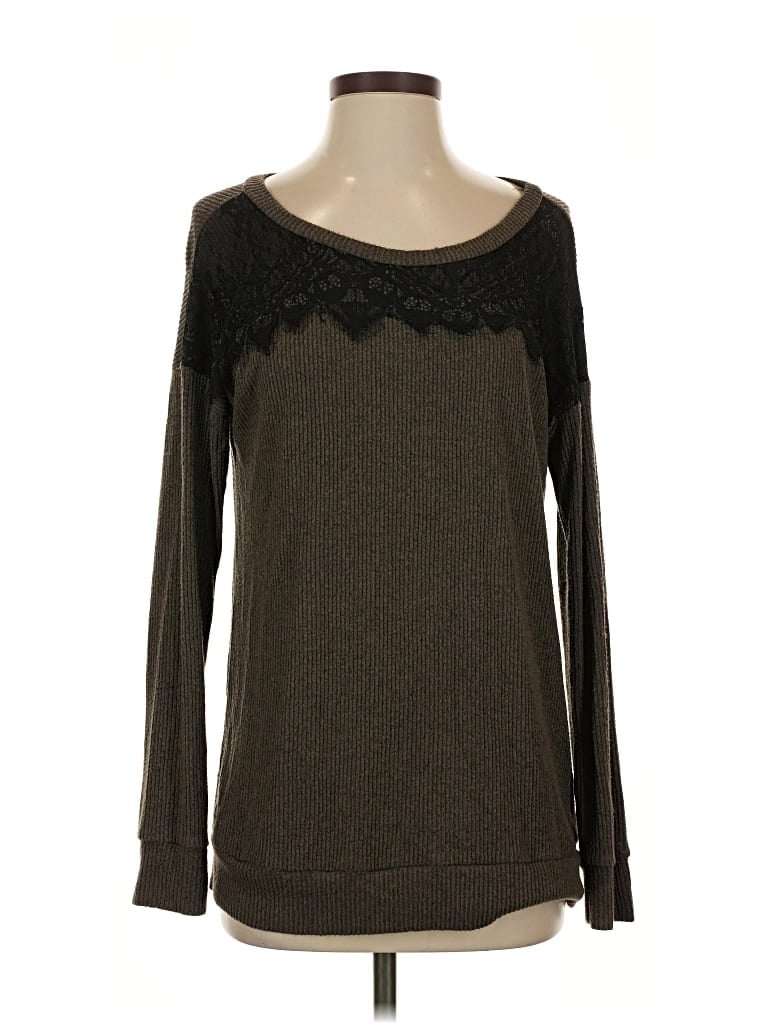 Pre-owned Vanilla Bay Long Sleeve Top Brown Sweetheart Neckline Tops