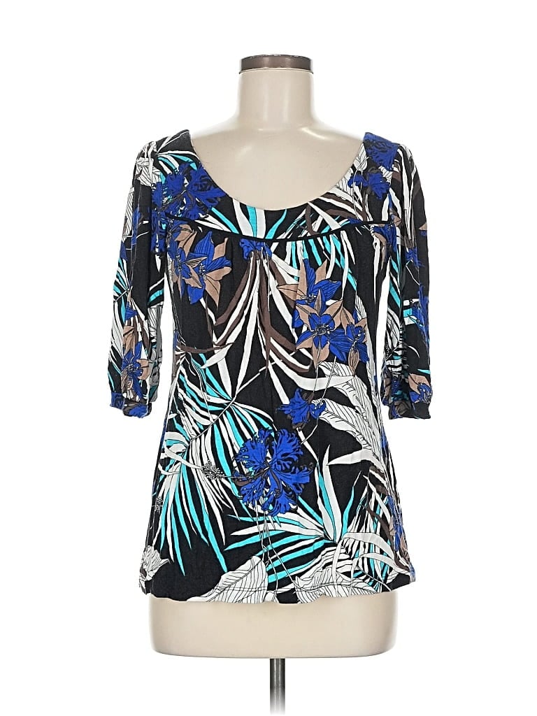 Pre-owned Karen Kane 3/4 Sleeve Blouse In Blue