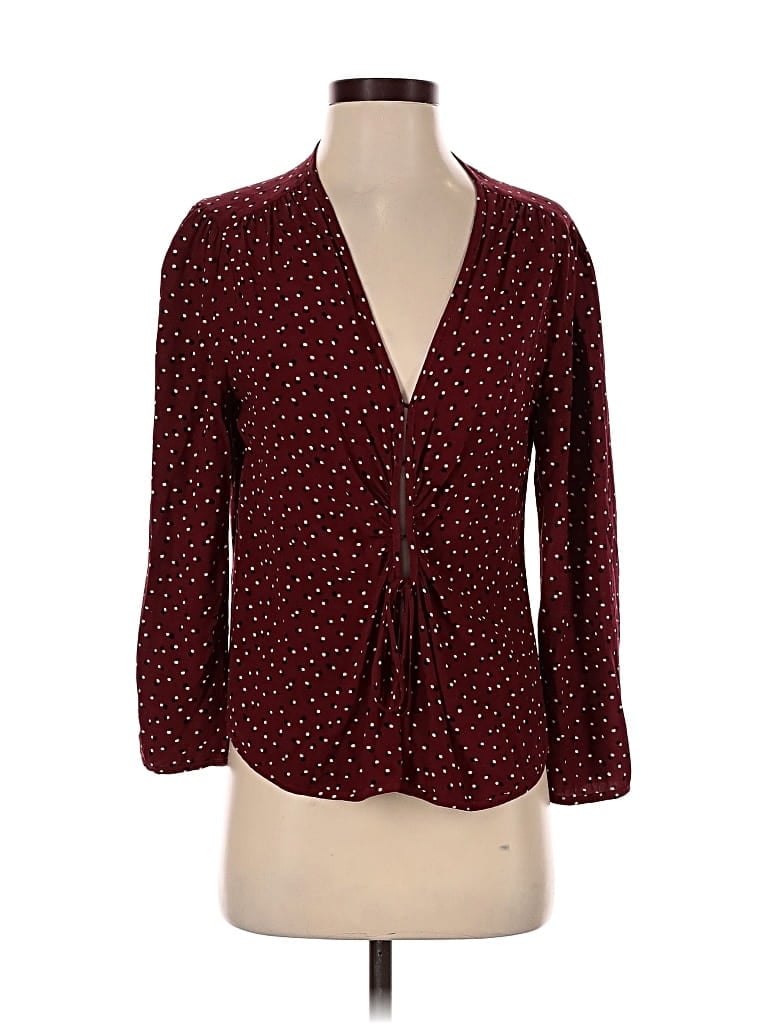 Pre-owned Rouje Paris 3/4 Sleeve Blouse In Burgundy