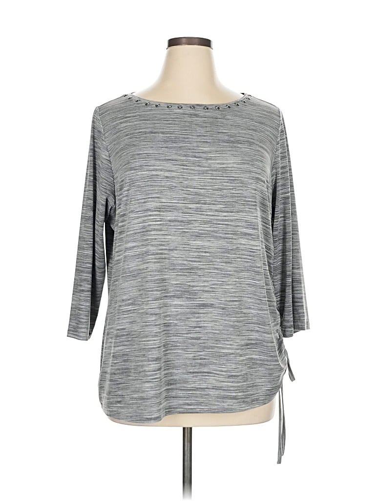 Pre-owned Ruby Rd. 3/4 Sleeve Top Gray Boatneck Tops